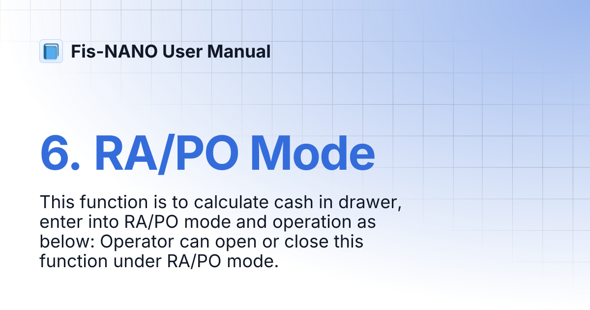 6. RA/PO Mode | Fis-NANO User Manual